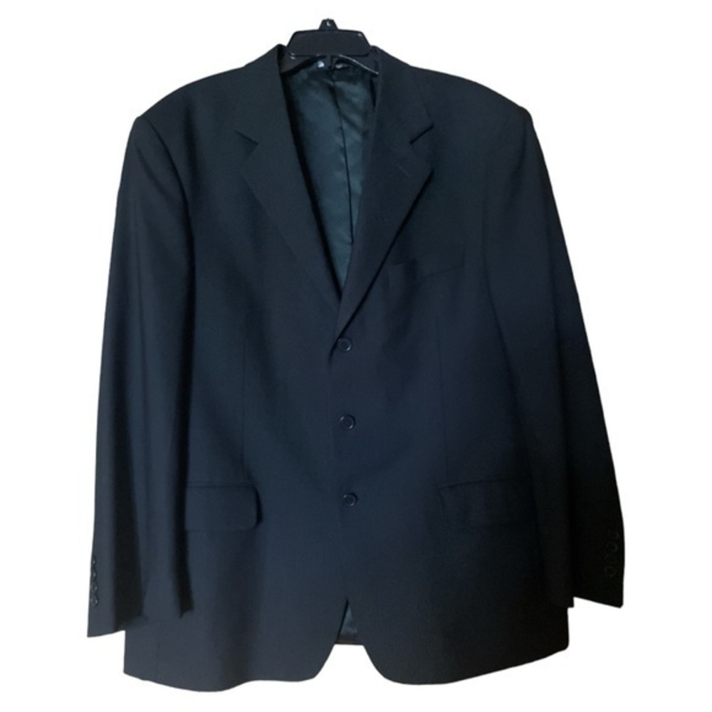 Vito‎ Rufolo Italy Vtg Wool Super 100s Suit Jacket Sport Coat Mens 44S Black